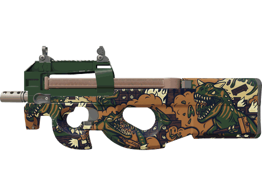 P90 | Cocoa Rampage Centered T-Rex pattern